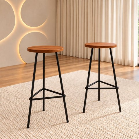 Kit 2 Banquetas para Balcão de Cozinha Alta Confortavel Estilo Moderno Ideal para Area Gourmet
