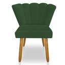 Ver imagem 4 de Cadeira Poltrona Flor Veludo Verde Pés Palito Castanho