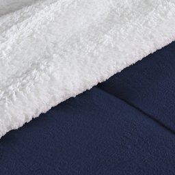 Coberdrom Cobertor Edredom Casal Queen Dupla Face Quente Sherpa Manta Soft Azul Marinho - 2