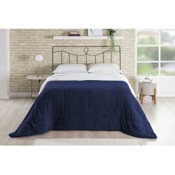 Coberdrom Cobertor Edredom Casal Queen Dupla Face Quente Sherpa Manta Soft Azul Marinho - 1