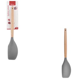 Kit 5 Utensílios De Silicone Cabo Madeira Colher Raspador Concha Espátula Massas WK Clink WMX5PCCINZ - 6