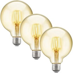 3 Lâmpadas Vintage Filamente Led Decorativa Retrô Vintage Âmbar Globo G125 4W 320LM - 1