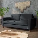 Ver imagem 1 de Sofá Sala de Estar Living 3 Lugares 240cm Presley Pés Madeira Linho Cinza Escuro G52 - Gran Belo