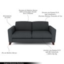 Ver imagem 4 de Sofá Sala de Estar Living 3 Lugares 240cm Presley Pés Madeira Linho Cinza Escuro G52 - Gran Belo