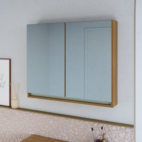 Armário Espelheira para Banheiro 100% MDF com 2 Portas Lívia Yescasa Marrom/Freijo/Moscatel/Urbi