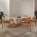 Ver imagem 4 de Mesa de Jantar Yasmin 180cm Tampo Mdf Vidro Canto Copo com 6 Cadeiras Copper Premium