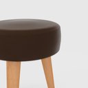 Ver imagem 2 de Kit 2 Banqueta Baixa Cozinha 48cm Estofada Marrom Café Madeira Maciça Urban