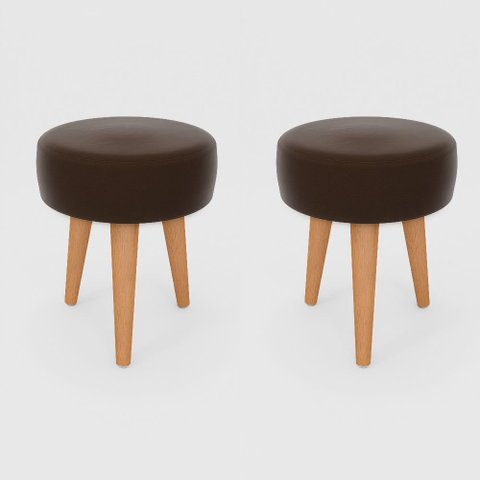 Kit 2 Banqueta Baixa Cozinha 48cm Estofada Marrom Café Madeira Maciça Urban
