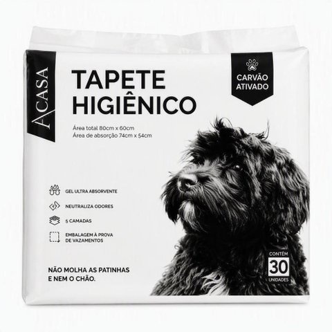 Tapete Higiênico Carvão com 30 Unidades 60x80 - a\Casa Tapete Higiênico a\Casa Carvão com 30
