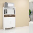 Ver imagem 1 de Balcão Armário Organizador Microondas e Forno Duplo Branco/rústico