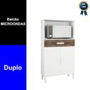 Ver imagem 3 de Balcão Armário Organizador Microondas e Forno Duplo Branco/rústico