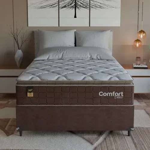 Ver imagem 6 de Cama Box Casal + Colchão Comfort Class Pillow Top 138x188 Marrom/suede Marrom