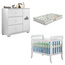 Ver imagem 1 de Berço Americano Lila e Cômoda Infantil Ane Branco Brilho com Colchão Gazin – Phoenix Baby