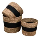 Ver imagem 1 de Jogo 3 Cestos Fibra Natural Organizador Palha com Preto