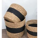 Ver imagem 3 de Jogo 3 Cestos Fibra Natural Organizador Palha com Preto