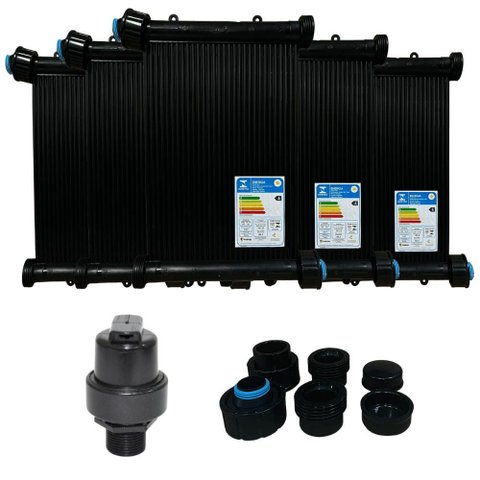 Kit Aquecedor Solar Piscina 16placas 3mt Rosca+válvula Vqv