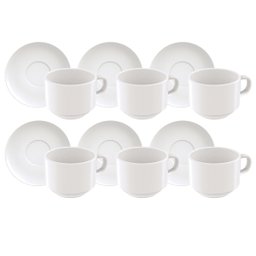 Kit 6 Xícaras de Chá com Pires Tramontina Paola em Porcelana 240 ml - 2
