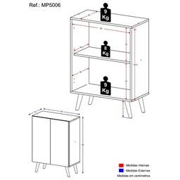 Gabinete Banheiro 2 Portas Retrô 63cm Multimóveis MP5006 Preto - 4