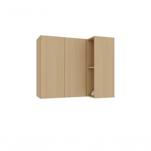 Armário Aéreo Canto Reto Domus 95cm 2 Portas MDF Porta de Correr Amadeirado Luciane Móveis