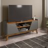 Rack para Tv até 55 Polegadas Ares com 2 Porta e Pés de Madeira Babus - Cinza / Naturalle - 1