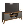 Rack para Tv até 55 Polegadas Ares com 2 Porta e Pés de Madeira Babus - Cinza / Naturalle - 2