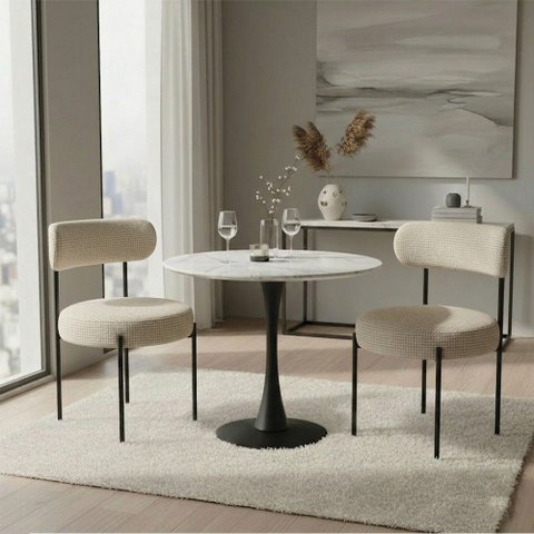 Cadeira Sala de Jantar Margara Kit 2 em Aço Preto Napoli Impermeável D03 - D'Rossi