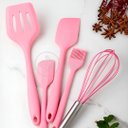 Ver imagem 4 de Kit 5 Utensílios de Silicone para Cozinha Conjunto Resistente a Altas Temperaturas (rosa)