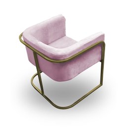 Poltrona Betina - Base Quadrada Dourada -várias Cores:rose - 3