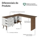 Ver imagem 6 de Escrivaninha em L Mesa para Computador Gamer 3 Gavetas Branco/rustic Lisboa Madesa