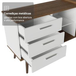 Escrivaninha em L Mesa para Computador Gamer 3 Gavetas Branco/rustic Lisboa Madesa - 7