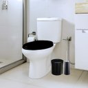 Ver mais imagens de Assento Sanitário Tampa Oval Soft Preto + Lixeira Preta 6L Redonda C/ Tampa + Escova Sanitária Base