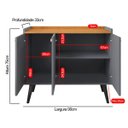 Ver imagem 6 de Aparador Buffet Café Cozinha Sala 3 Portas Prateleira Organizadora Puxador Concha Retrô Truzzi - Cin