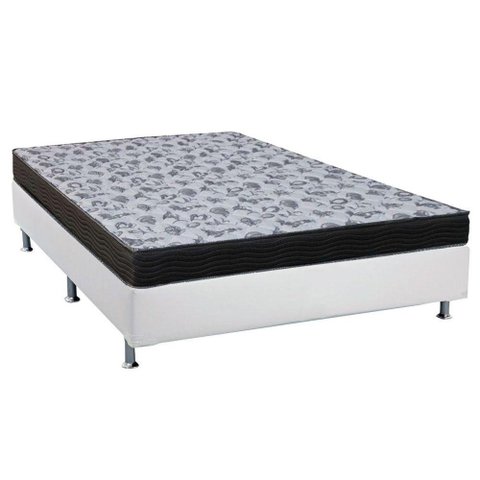 Cama Box Viúva: Colchão Anatômico Ortobom D33/ep Fort Tech Iso 100 + Base Crc Suede White(128x188
