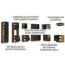 Armário De Cozinha Completa De Canto 546cm Rustic preto - 8