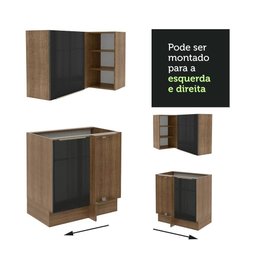 Armário De Cozinha Completa De Canto 546cm Rustic preto - 2