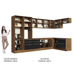 Armário De Cozinha Completa De Canto 546cm Rustic preto - 7