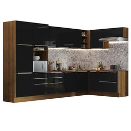Armário De Cozinha Completa De Canto 546cm Rustic preto - 10