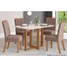 Sala de Jantar Natalí C- Tampo C- Vidro Reto 120x80cm e 4 Cadeiras Bella Nature-marrom Amêndoa - 1