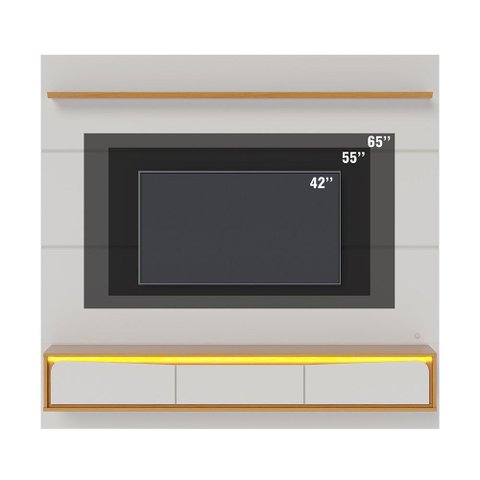 Painel Home Suspenso Tahiti com Led para Tv até 65 Polegadas Off White Matte Naturale Colibri