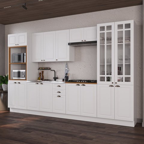 Cozinha Modulada 6 Peças 100% MDF com Rodapé Bari