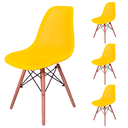 Ver imagem 1 de Kit 4 Cadeiras Design Charles Eames Eiffel Furadinha Cor:Amarela