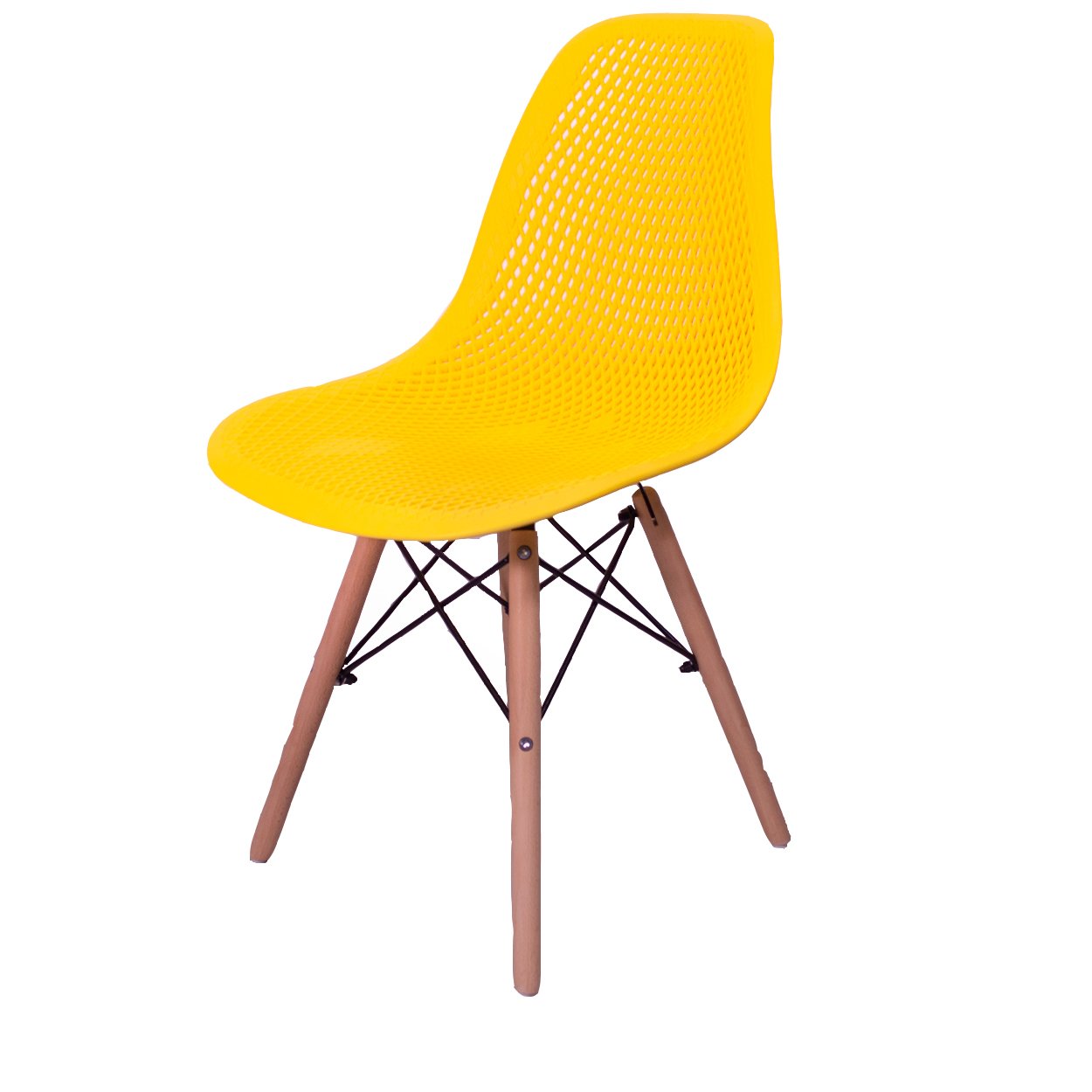 Kit 4 Cadeiras Design Charles Eames Eiffel Furadinha Cor:Amarela - 3