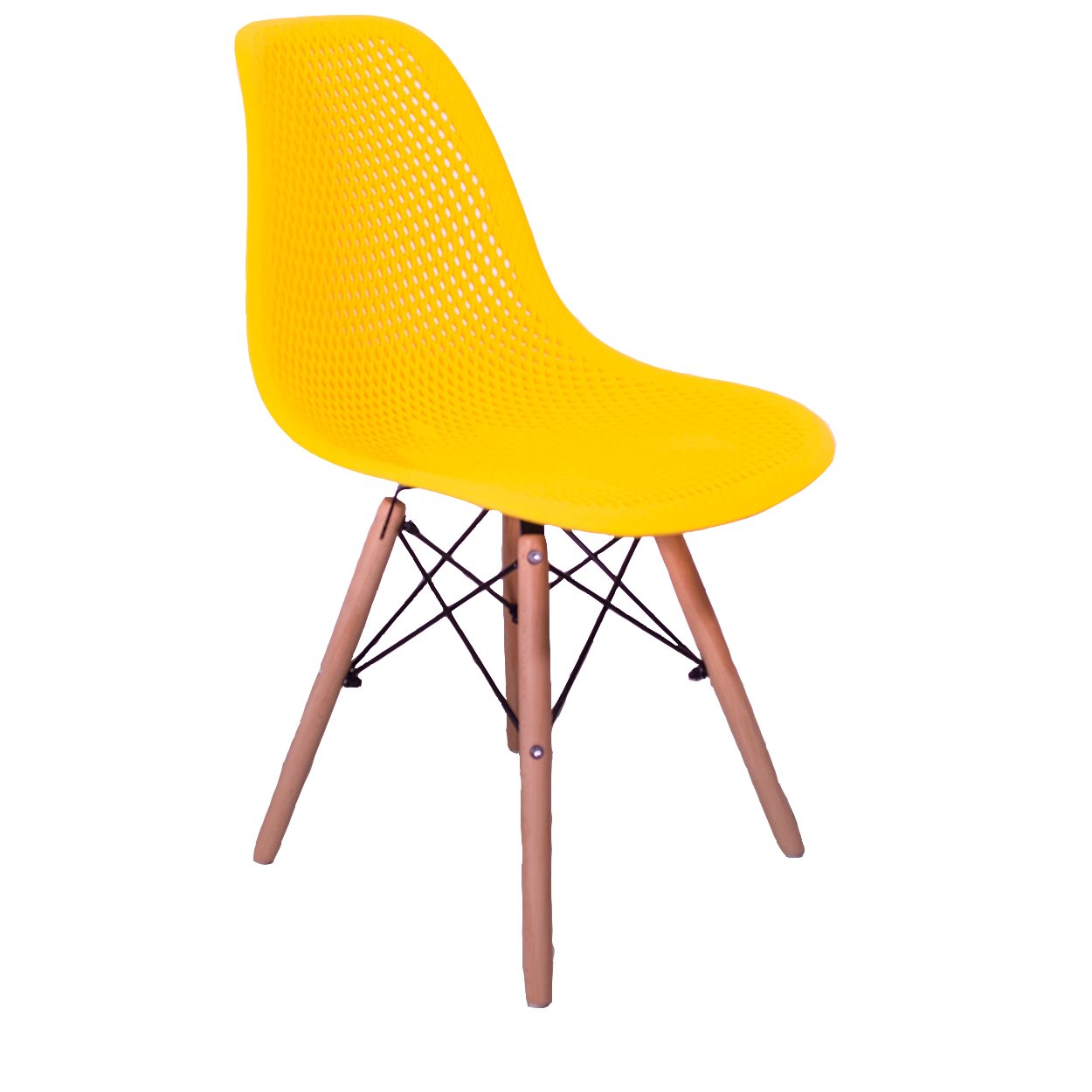 Kit 4 Cadeiras Design Charles Eames Eiffel Furadinha Cor:Amarela - 4