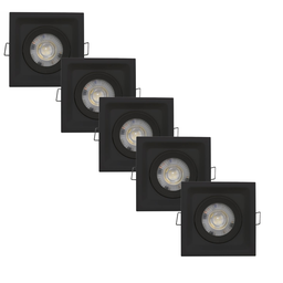 Kit 5 Spot Led Deep 5w 6500k Quadrado Preto Embutir - Áreas Internas - 1