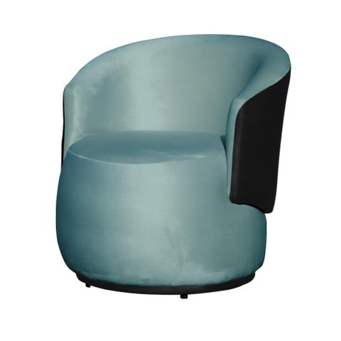 Poltrona Organica Recepção para Sala Aisha Corano Preto e Veludo Azul Turquesa - Incasa Decor