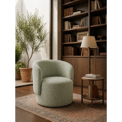 Poltrona Orgânica Alia Sala Recepção Closet Tecido Bluche:Verde Olivia