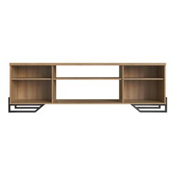 Kit Sala Rack C/ 2 Portas e Estante em Aço Estilo Industrial Cor:mel com Preto - 5