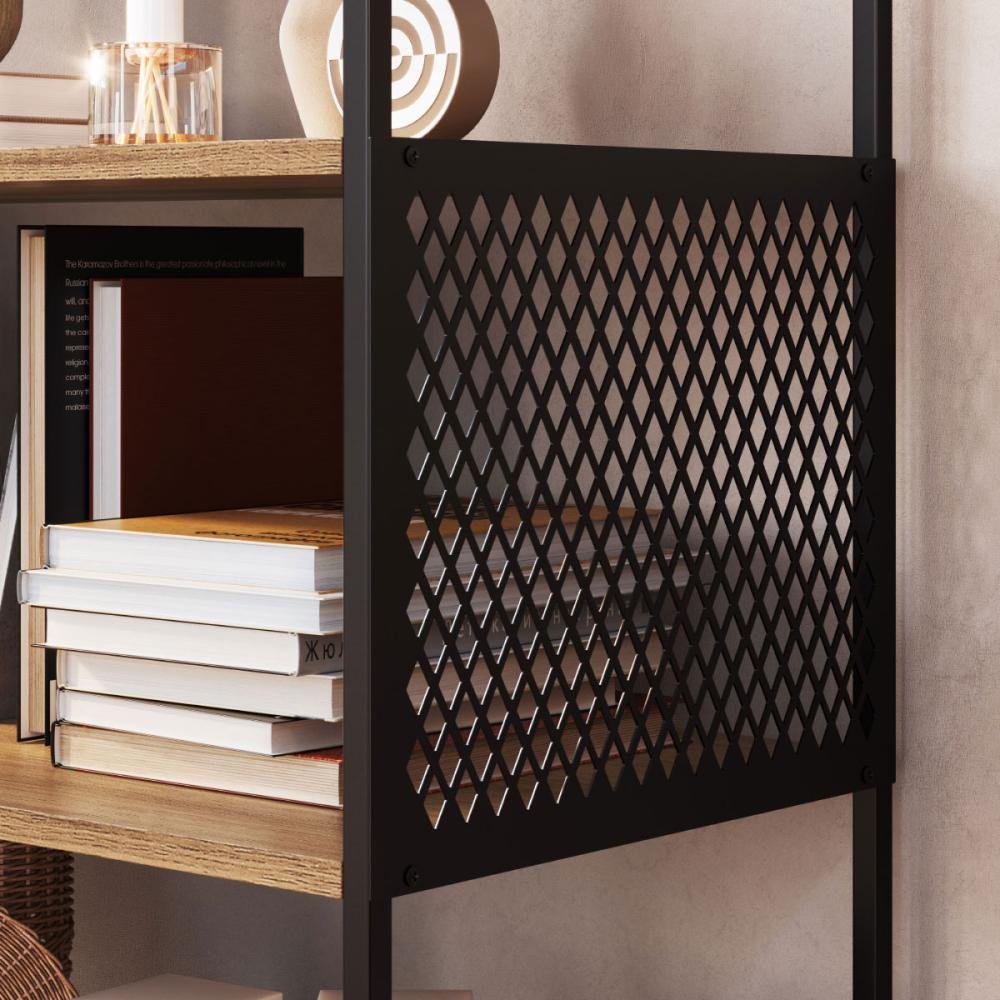 Kit Sala Rack C/ 2 Portas e Estante em Aço Estilo Industrial Cor:mel com Preto - 7