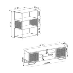 Kit Sala Rack C/ 2 Portas e Estante em Aço Estilo Industrial Cor:mel com Preto - 3