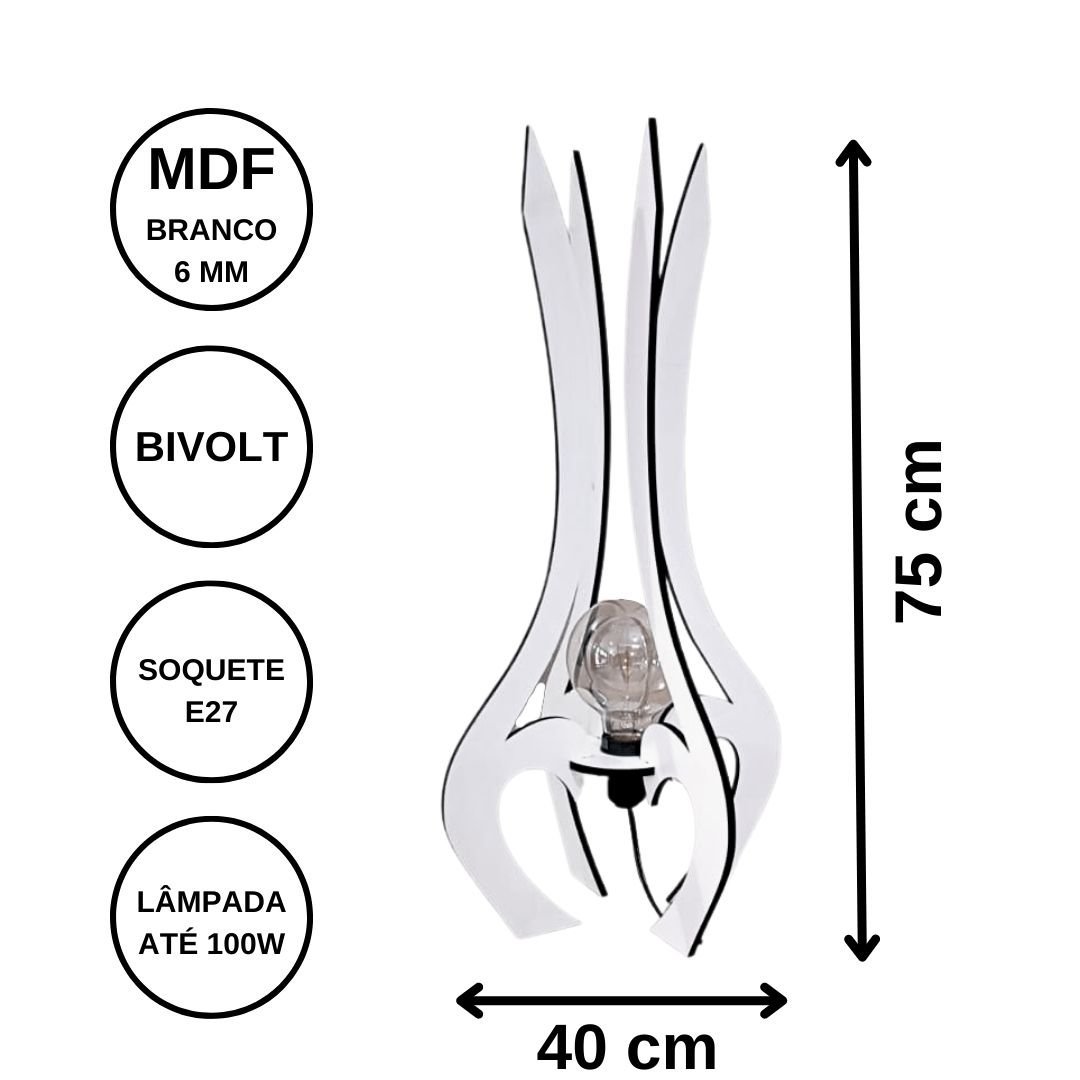 Luminária de Chão MDF PALACE:BRANCO/75x40cm - 4